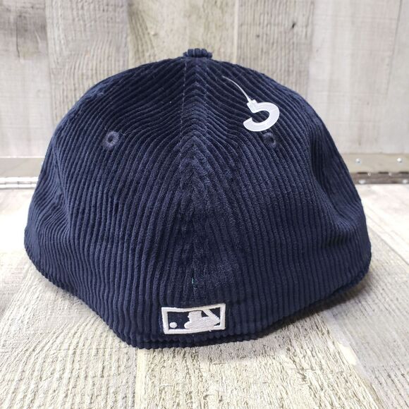New Era COOPERSTOWN Corduroy York Yankees Hat 59Fifty 7 1/2 Fitted Cap Navy NEW - Picture 3 of 7